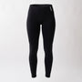 Leggings sportivi neri da donna con fascia alta in vita, morbidi ed elasticizzati. 