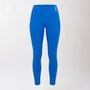 Leggings sportivi blu da donna con fascia alta in vita, morbidi ed elasticizzati.