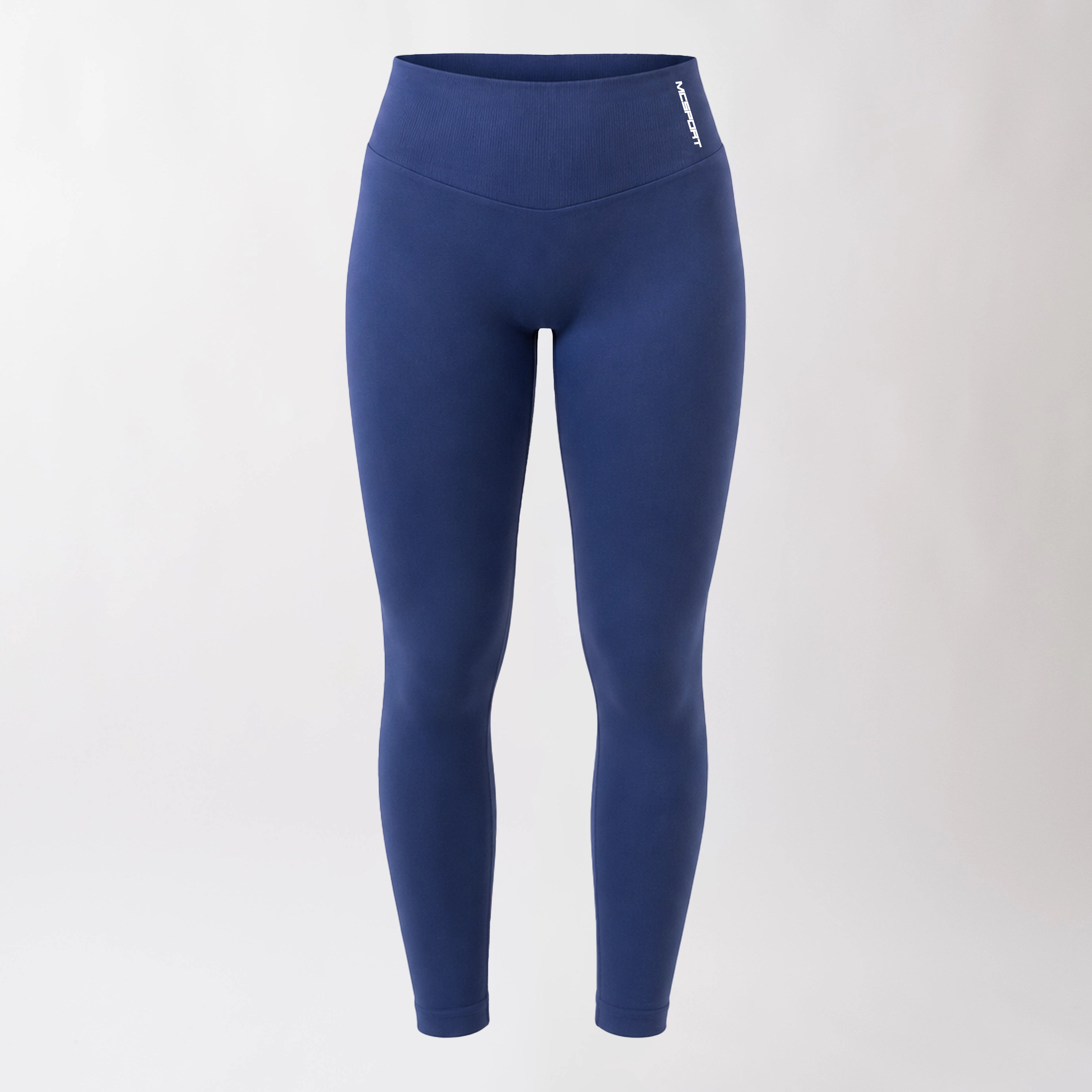 Leggings sportivi denim da donna con fascia alta in vita, morbidi ed elasticizzati.