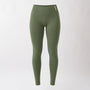 Leggings sportivi verde salvia da donna con fascia alta in vita, morbidi ed elasticizzati.