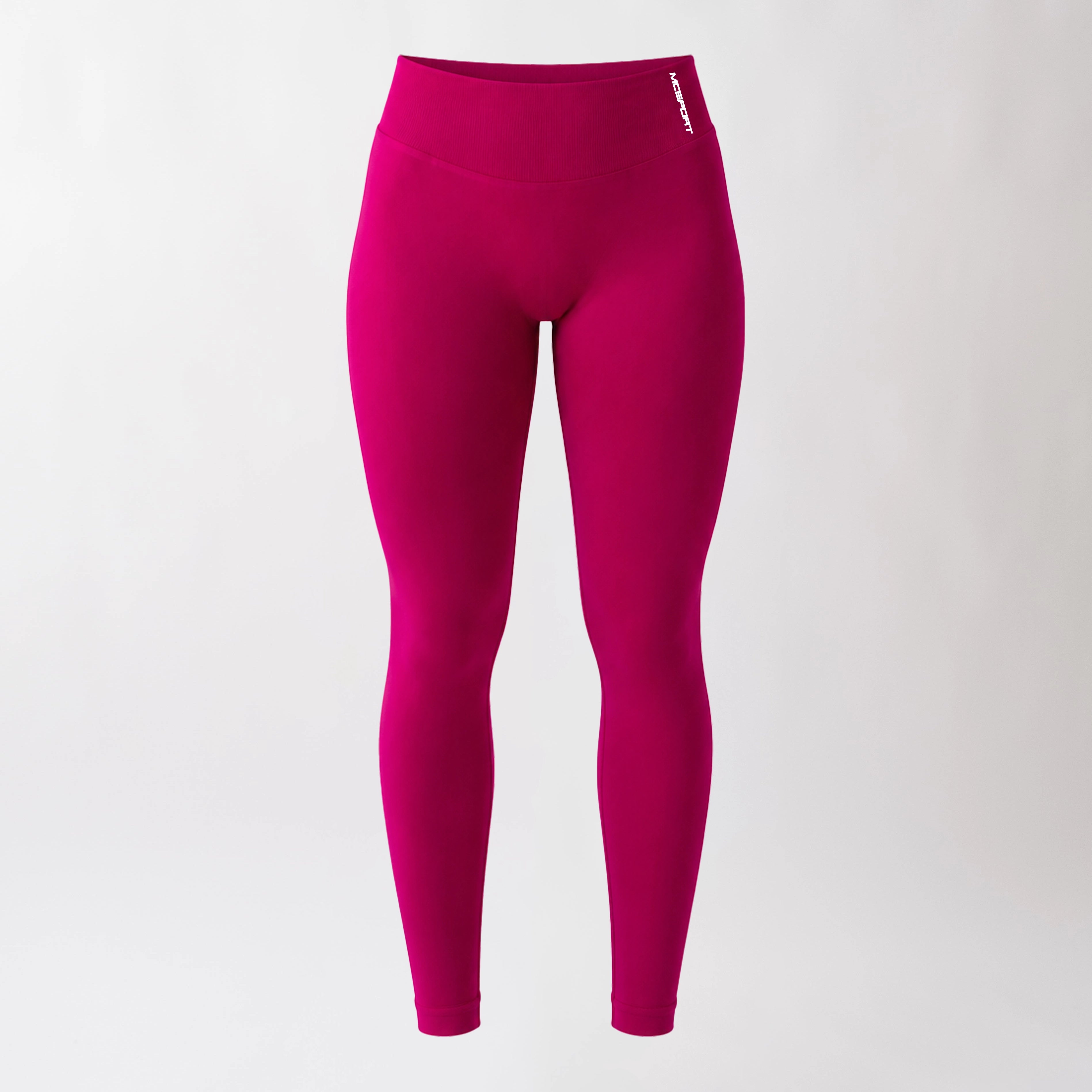 Leggings sportivi color orchidea da donna con fascia alta in vita, morbidi ed elasticizzati.