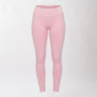 Leggings sportivi rosa da donna con fascia alta in vita, morbidi ed elasticizzati.