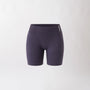Shorts sportivi grigi da donna con fascia alta in vita, morbidi ed elasticizzati.