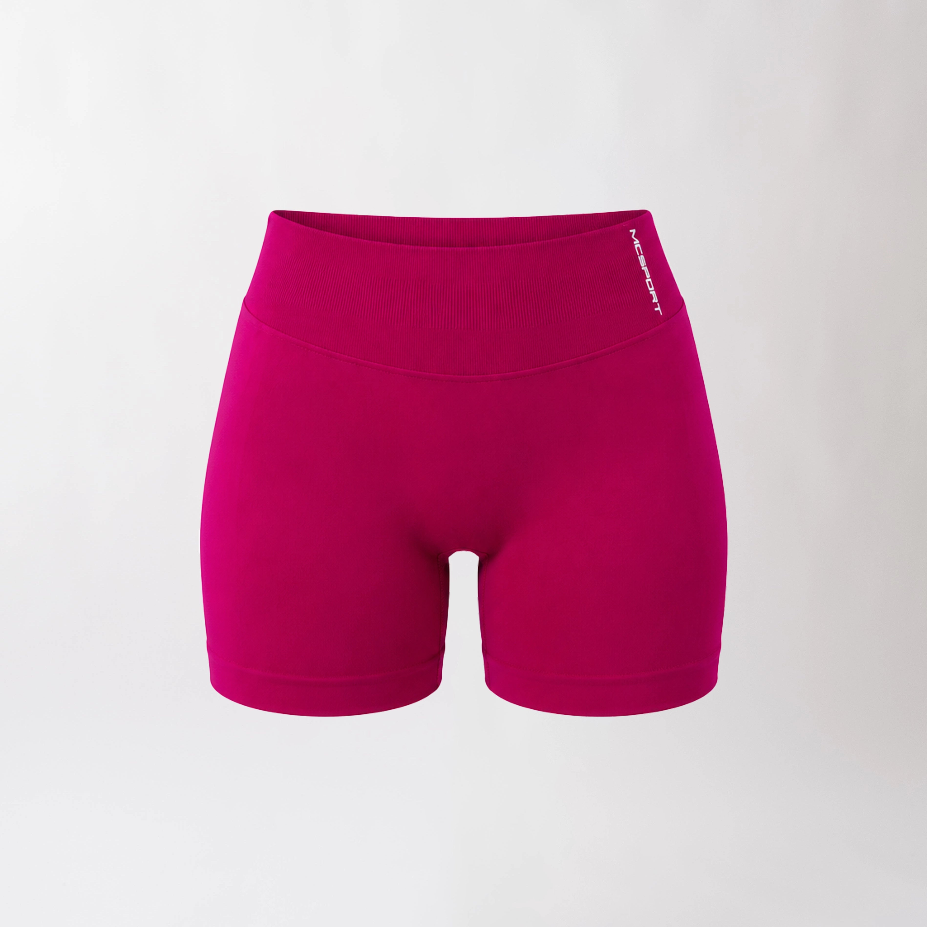 Shorts sportivi color orchidea da donna con fascia alta in vita, morbidi ed elasticizzati.