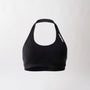 Top sportivo nero da donna dal design essenziale e confortevole, ideale per fitness, palestra, yoga e pilates.