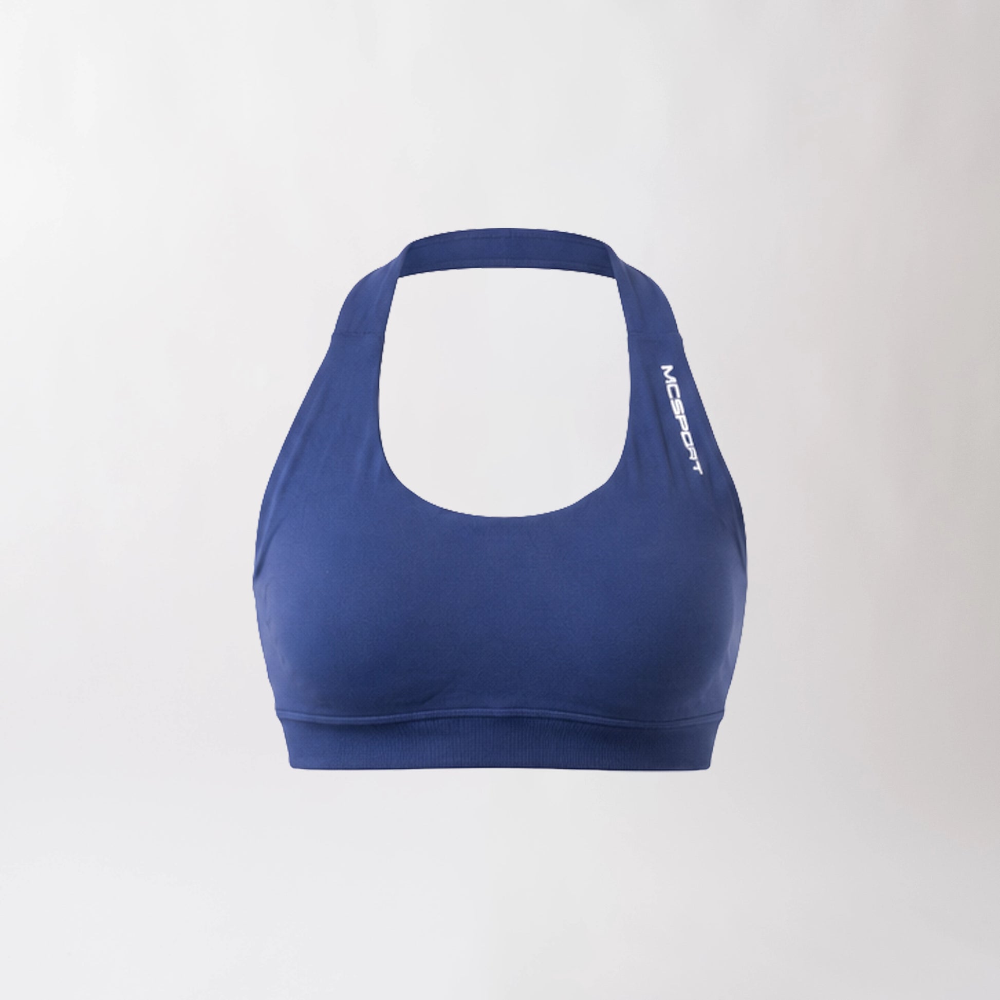 Top sportivo denim da donna dal design essenziale e confortevole, ideale per fitness, palestra, yoga e pilates.