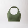 Top sportivo verde salvia da donna dal design essenziale e confortevole, ideale per fitness, palestra, yoga e pilates.