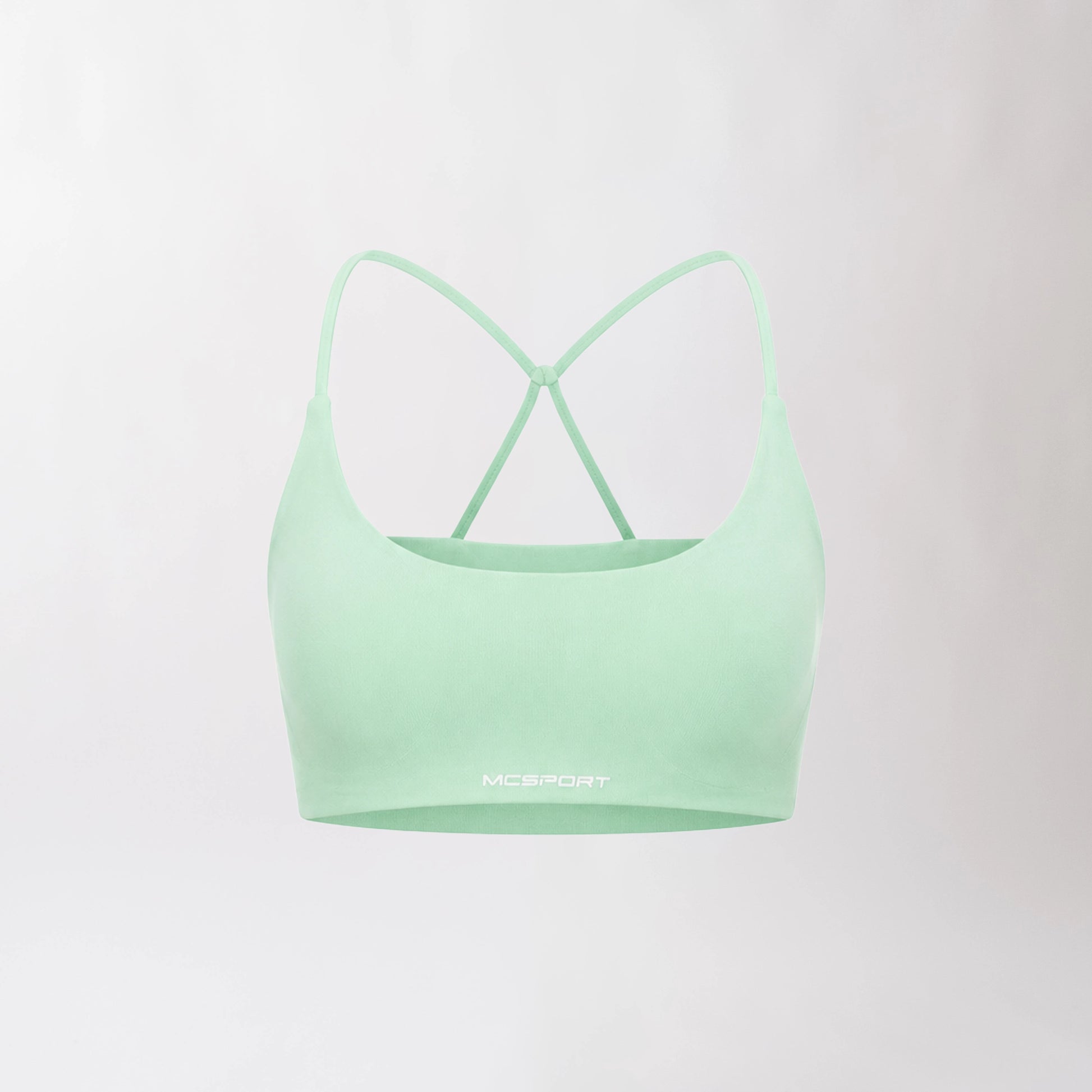 Top sportivo monospalla color menta da donna dal design moderno ed essenziale, con supporto confortevole e tessuto elasticizzato. Ideale per fitness, yoga, pilates e allenamenti.