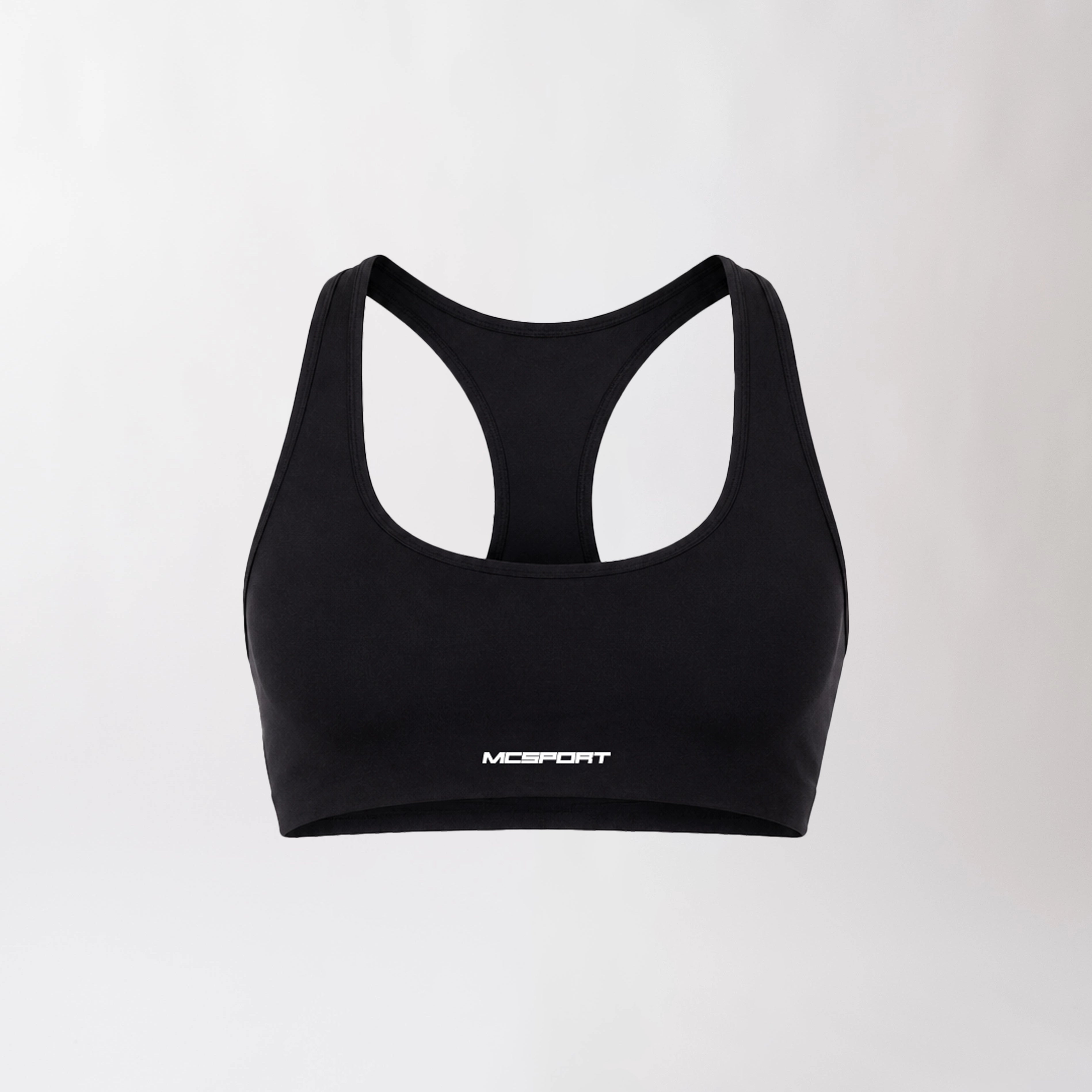 Top sportivo nero da donna con schiena olimpionica: tessuto elasticizzato, supporto confortevole e libertà di movimento per fitness, yoga, pilates e allenamenti.