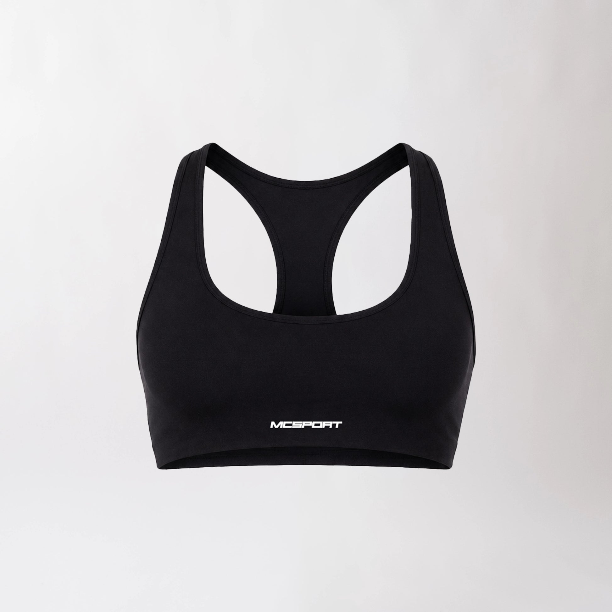 Top sportivo nero da donna con schiena olimpionica: tessuto elasticizzato, supporto confortevole e libertà di movimento per fitness, yoga, pilates e allenamenti.