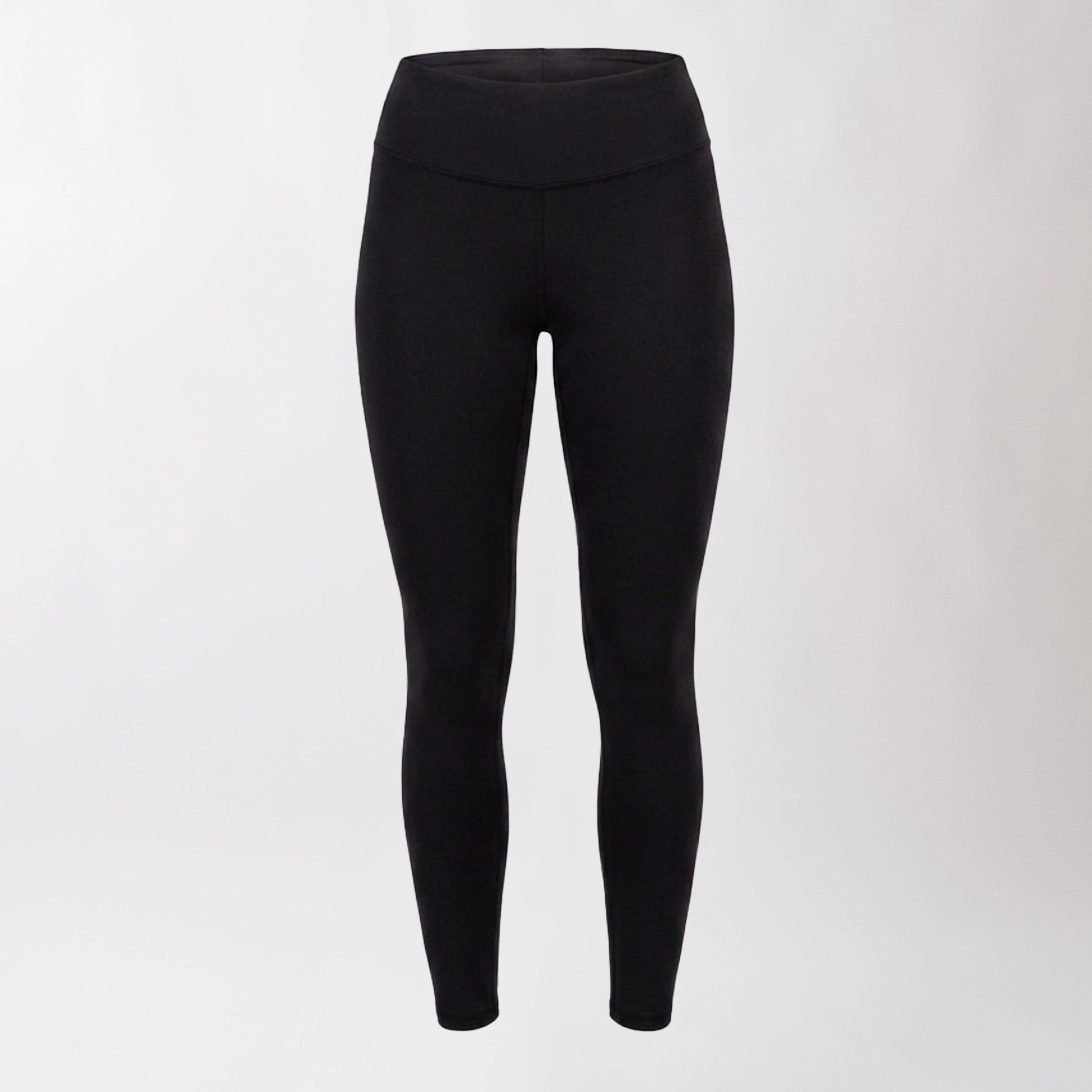 Leggings sportivi neri da donna a vita alta: tessuto elasticizzato, morbido e confortevole per fitness, yoga, pilates e allenamenti di ogni intensità.