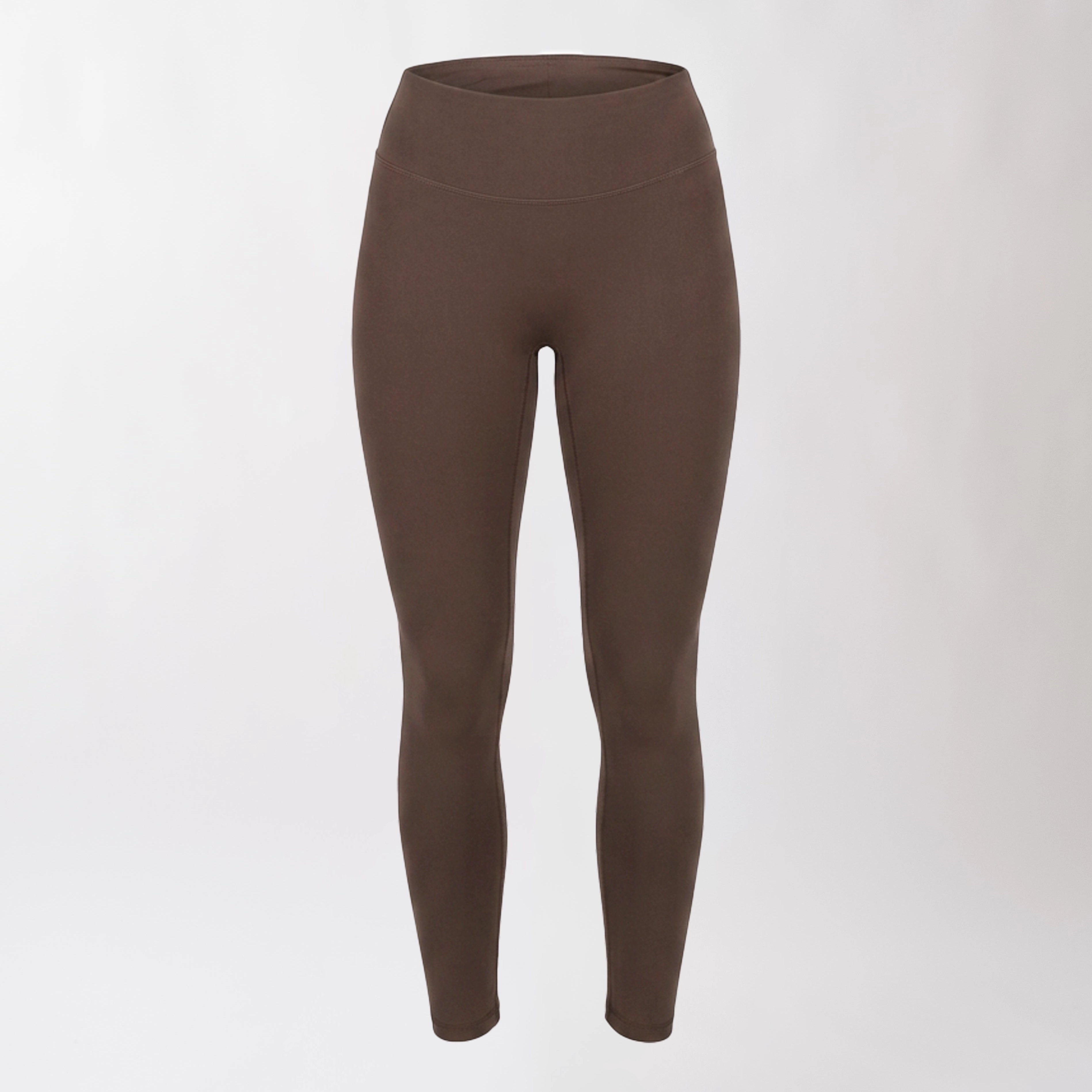 Leggings sportivi marroni da donna a vita alta: tessuto elasticizzato, morbido e confortevole per fitness, yoga, pilates e allenamenti di ogni intensità.