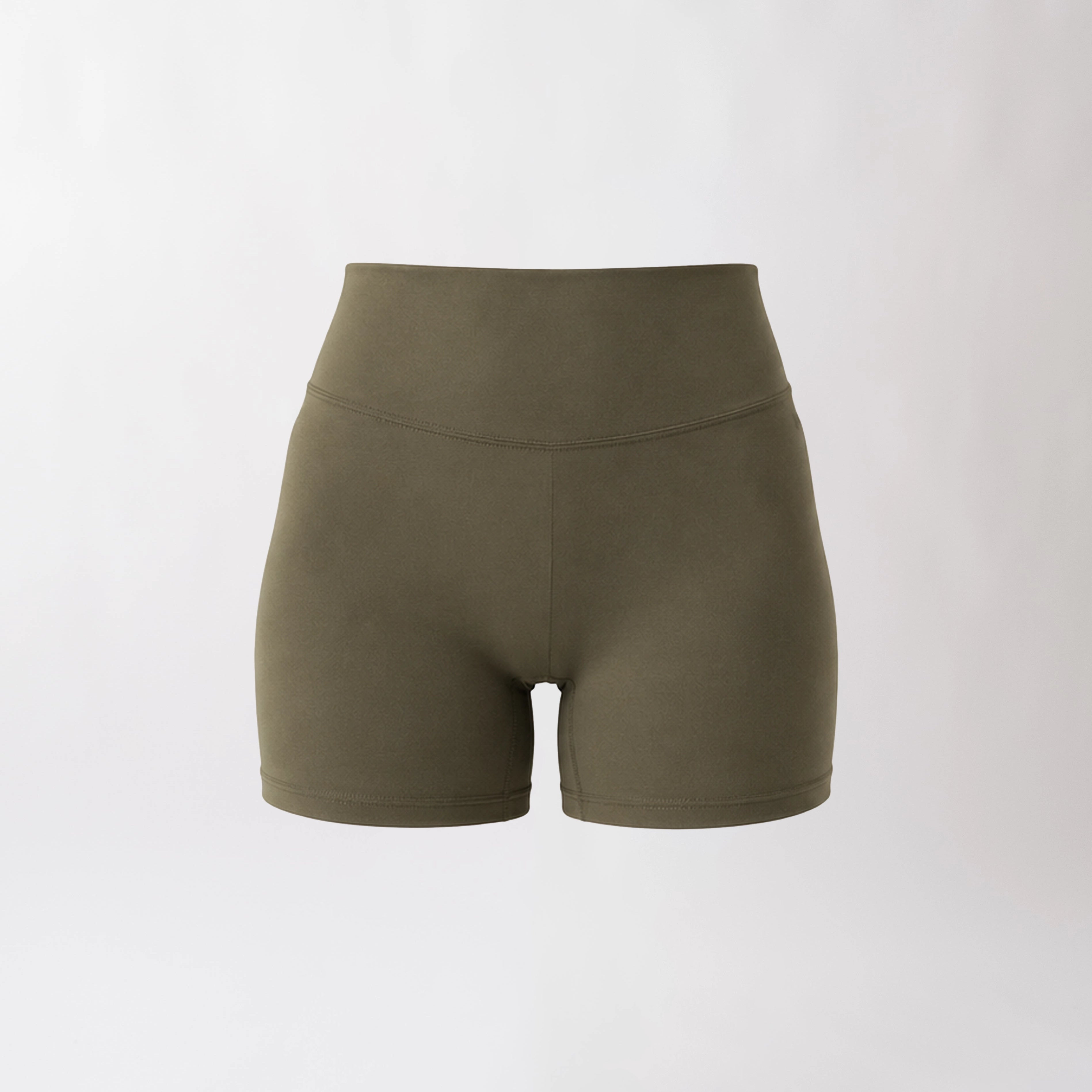 Shorts sportivi verdi da donna a vita alta: tessuto elasticizzato, morbido e confortevole, perfetti per fitness, yoga, pilates e allenamenti di ogni intensità.