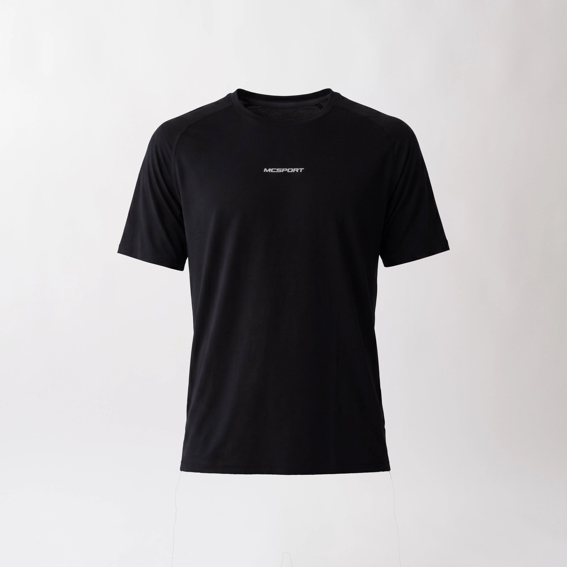 T-shirt sportiva seamless nera, leggera e traspirante, con tessuto OEKO-TEX®, pannello in rete e comfort senza cuciture per ogni allenamento.
